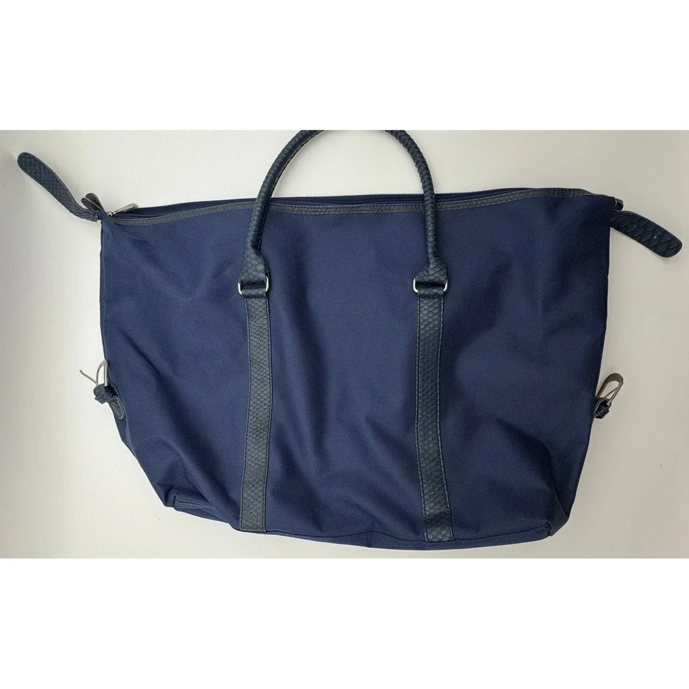 Navy Blue Nylon‎ Weekender Travel Tote Bag Carry On Overnight Duffel Large